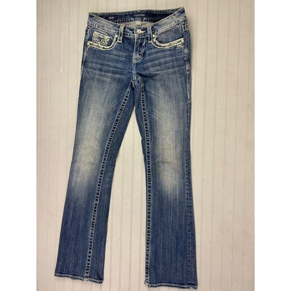 Vigoss Size 1/2 Womens Jeans Bling Heritage Fit Chelsea Bootcut Low Rise Stretch